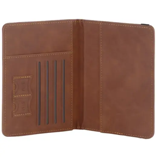 Travel Pro Passport Organiser Brown Open